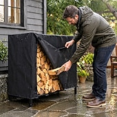 economico Coperture per Mobili da Giardino-Copertura per legna da ardere in tessuto Oxford resistente, impermeabile, per braciere o camino, protezione per legna da ardere spessa in stile country per lo stoccaggio all'aperto