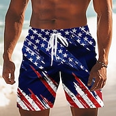  Herren 250. Jahrestag des Unabhängigkeitstages der USA am 4. Juli Amerikanische Flagge Badehosen Badeanzüge Badeshorts Boardshorts Mittlere Taille Patriotisch Ferien Seitentaschen Netzfutter