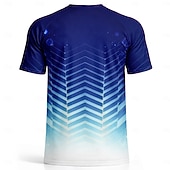  Men's Soccer Jersey Shirt France Style Blue Gradient Geometric Graphic Tee Breathable Quick Dry Mesh Athletic Top UPF50+ Lightweight Fan Shirt for Training Tournament Game Day
