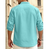 preiswerte Lässiges Henley-T-Shirt-Herren T Shirt Waffel-Henley-Hemd Henley Hemd Langarmshirt Langarm Henley Sommer Frühling Einfach Mode Streetwear Freizeit Knöpfe Lässig Täglich Urlaub Blau Schwarz Weiß Top T-Shirt für Herren