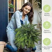 お買い得  人工植物と緑-人工杉の木、高さ20.9インチの人工緑葉、地面に差し込むスパイク付き、リアルな屋内/屋外のホームデコレーション、プランターや庭の装飾、使いやすい床飾り