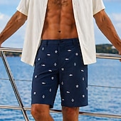 cheap Printed Shorts-Men's Shark Sea Creatures Coral Bermuda shorts Casual Shorts Golf Shorts Mid Waist Hawaiian Work Beach Sports Outdoor Flat Front Shorts with 4 Pockets Designer Clothing Apparel