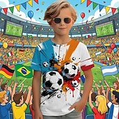 cheap Boy's 3D Sports &amp; Game-Boys' 3D Graphic Football T shirt Tee Short Sleeve 3D Print Summer Spring Sports Fashion Streetwear Kids 4-12 Years Crew Neck Casual Daily Outdoor Regular Fit