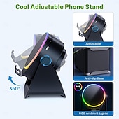 levne Školka noční světla-Bezdrátový indukční reproduktor se stojánkem na telefon, přenosný stereo zesilovač otočný o 360 stupňů, RGB světlo, bezdrátové připojení 5.3, ideální pro muže, ženy, teenagery, kuchyň a koupelnu