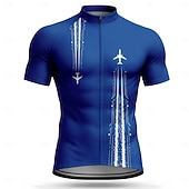 preiswerte Radtrikot Herren-Herren Radtrikot Geometrisch Fahhrad Kurzarm Fahhrad Trikot Oberteil mit 3 Gesäßtaschen UV-beständig Schnelltrocknend Mit Taschen Frontreißverschluss Sport Blau Bekleidung