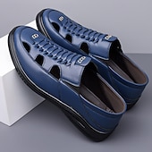 ieftine Sandale casual-Sandale bărbătești albastre, cu șireturi, casual, respirabile, cu vârful închis, confortabile, de vară, stil smart casual pentru bărbați, ideale pentru purtare zilnică, călătorii în vacanță
