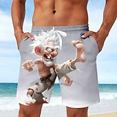 billige Retro Vintage &amp; Etikk-Herre Tegneseriefigurer Morsom Gammel mann Badeshorts Surfeshorts Medium Midje Retro / vintage utendørs Feriereise Hverdag Sidelommer Mesh fôr Elastisk snøring i midjen Designer Klær