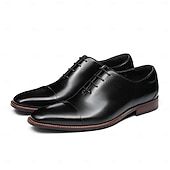 abordables Zapatos de Vestir Clásicos-Zapatos Oxford de cuero genuino de primera calidad para hombre, de una sola pieza, con cordones, elegantes zapatos formales para novio, padrinos de boda, bodas, ceremonias religiosas y estilo caballero refinado.