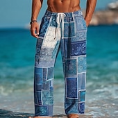 economico Pantaloni casual stampati da uomo-Per uomo Blocco di colori Patchwork Stile Boho Pantaloni Pantaloni Larghi Misura del girovita medio Etnico Vintage Retrò Casa All'aperto Vacanza Coulisse Elastico in vita Gamba larga Estate Primavera