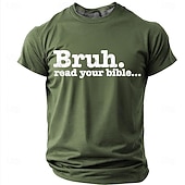  Bruh Read Your Bible Funny Christian Men's Sarcastic Religious Meme T Shirt Graphic Crew Neck Short Sleeve Church Youth Group Gift for Son Designer Clothing Apparel