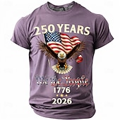  2026年7月4日 250周年 男性用 おかしい Tシャツ 半袖 Tシャツ 3Dプリント クルーネック シャツ ファッション デザイナー シンプル カジュアル 日常 パーティー レイクブルー ブラック ルビーレッド 夏 春 衣類 S M L XL XXL XXXL