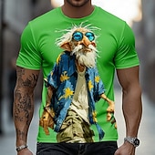 voordelige 3D T-shirts-Voor heren Ombre Oude man T-shirt Korte mouw T-shirt 3D-afdrukken Strakke ronde hals Overhemd Grappig Casual Dagelijks Straat blauw Licht Blauw Groen Zomer Lente Kleding S M L XL 2XL 3XL