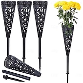 economico Fiore finti-2/4 vasi da cimitero con punte per il giorno della memoria, paletti da giardino pasquali da esterno, decorazioni per lapidi a tema casa, esposizione di piante stagionali, decorazione del cimitero