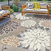 economico Tappeti-Tappeto da esterno 5x8 piedi, impermeabile, multicolore, per interni, lavabile, per patio esterno, con motivo floreale tropicale, antiscivolo, ideale per soggiorno, piscina, giardino, terrazzo e