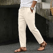 economico retrò-Per uomo Pantaloni Estivi Pantaloni da Spiaggia Coulisse Tasca Elastico in vita Semplice Comodità Traspirante Lunghezza intera Quotidiano Spiaggia Vacanza Vacanza Hawaiano Blu Nero Inelastico