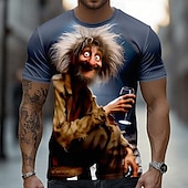 baratos Camisetas 3D-Homens 3D impressão 3D Camiseta Manga Curta Camiseta Impressão 3D Gola Redonda Camisa Exagerado Designer Diário Bandagem Festa Azul Roxo Profundo Branco Verão Primavera Todas as Estações Roupa S M L