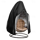 זול כיסויים לרהיטי פטיו-כיסויי כיסא פטיו עם ביצת רוכסן, כיסויי כיסא נדנדה מנצרים עם ביצת קש, כיסוי כיסא חיצוני עמיד למים ועמיד בפני מזג אוויר, כיסוי כיסא תלייה עמיד לרוח, שחור, חבילה אחת