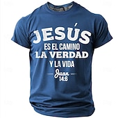  Camiseta Gráfica de Hombre Biblia Jesús Es El Camino La Verdad y La Vida Juan 14 6 Escritura Bíblica Cristiana Religiosa Camiseta Casual Manga Corta Ropa de Iglesia Ropa de Diseñador