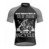 economico Maglie da uomo-Per uomo Maglia da Ciclismo Grafico Lettere &amp; Numeri Manica Corta Bicicletta Maglietta Maglia Top con 3 tasche posteriori Resistente ai Raggi UV Asciugatura Rapida Cerniera Frontale Strisce