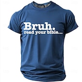  Bruh Read Your Bible Funny Christian Men's Sarcastic Religious Meme T Shirt Graphic Crew Neck Short Sleeve Church Youth Group Gift for Son Designer Clothing Apparel