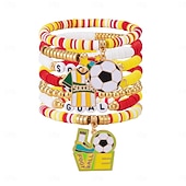 baratos Partida de Futebol Mundial 2026-Conjunto de pulseiras para fãs de futebol, inspiradas na Copa do Mundo, com contas e pingentes de futebol. Adoro futebol! Joias ajustáveis para crianças apaixonadas por futebol. &amp;adultos