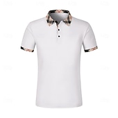abordables Polo clásico para hombre-Hombre Camisetas polo Casual Negocio Diseño Manga Corta Básico Moderno Plaid Ligero Botones Verano Primavera Ajuste regular Azul Piscina Negro Blanco Rojo Azul Marino Albaricoque Camisetas polo