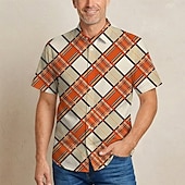cheap Tops-Retro Vintage Hippie 1970s Shirt Short Sleeves Hippie Geometric Retro Fancy Dress Men's Music Festival Party Daily Wear Adults' Shirt Spring &amp; Summer