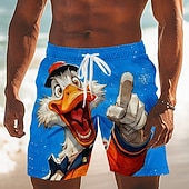  Homens Engraçado Pato animais de desenho animado Calção Justo de Natação Fatos de banho Calções de banho Bermuda de Surf Cintura Média Havaiana férias na praia Bolsos laterais Forro de malha Cintura
