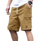 billiga Klassisk-Herr Cargobyxor Cargo-shorts Shorts Casual shorts Snörning Ficka Elastisk midja Slät Enfärgat Knelängd Utomhus Streetwear Camping Mode Streetwear Svart Marinblå Oelastisk