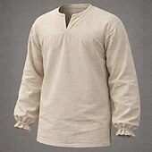  العصور الوسطى عصر النهضة قميص أكمام طويلة قرصان الفايكينج ملابس تنكرية رجالي الفايكينج قرصان عيد الرعب مهرجان أداء LARP رن فير للبالغين قميص