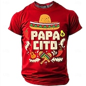  Men's Papacito Mexican Sombrero Cinco De Mayo Fiesta Funny Father's Day T Shirt Graphic Casual Short Sleeve Olive Green Chili Pepper Avocado Maracas Gift Designer Clothing Apparel S M L XL XXL XXXL