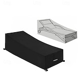 billiga Utemöbelöverdrag-Vattentätt överdrag till schäslong i uteplatsen, 2-pack överdrag till poolstolar för stapelbara dynor och utemöbler, 200 x 76 x 61 cm h, svart