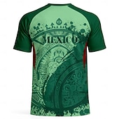  Herren-Fußballtrikot im Azteken-Stil, inspiriert von Mexiko, sportliches Sommer-Kurzarmshirt, UPF 50+, schnelltrocknend, atmungsaktiv, 2026, Fußballfan-T-Shirt, Turnier, Fußball, Fitnessstudio,