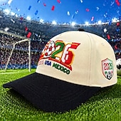 voordelige Wereld Voetbalwedstrijd 2026-WK voetbal 2026 pet met geborduurd logo van de VS, Canada en Mexico, verstelbare unisex voetbalfanpet voor buiten, wedstrijddagen, feestjes en als cadeau.