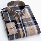 economico Camicie Button Down da uomo-Per uomo Camicia Camicia di lino Camicia elegante Camicia button-down Blocco di colori Quotidiano Affari Blu Blu chiaro Bianco Rosso Manica Lunga Collo ripiegato Tutte le stagioni Abbigliamento