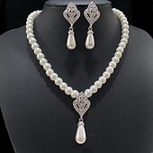 cheap Jewelry Sets-Earrings Set Two-piece Suit Pearl Pearl Earrings Necklace Women's Fashion Jewelry Set For Wedding