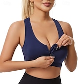 abordables Sujetadores deportivos &amp; chalecos-Mujer Sujetador de yoga Sujetador de pilates Sujetadores de Deporte Ropa Interior / Prenda Interior Relleno Sin costura Antivibración Malla Inalámbrico Color sólido Deporte Ropa de Deporte Negro