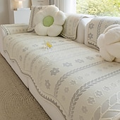abordables Housse de canapé rafraîchissante-Tapis de canapé en soie glacée qui reste en place - housse rafraîchissante antidérapante pour les surfaces irrégulières &amp;Canapés d'angle - protection d'été monobloc pour meubles