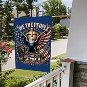 cheap Garden Flag-2PCS 250th Anniversary USA Flag Double Sided Outdoor Patriotic Garden Flag with Statue of Liberty, 4th of July Decorations for US 250th Celebration, USA Merchandise, Commemorative 1776-2026