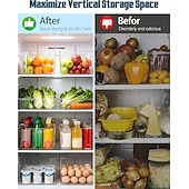 abordables Almacenamiento para la cocina-4PCS Crystal Clear Freezer Storage Bins with Handles, Stackable Deep Freezer Organizer Containers for Upright and Chest Freezer, Refrigerator Drawer Organizer Baskets for Meat, Vegetables, Frozen Food