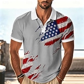  2026 250:e Herrarnas Amerikanska US Flagga Hawaiianska Polo T-shirts Kort Ärmar Polo T-shirts Kragade Skjortor Avslappnad Athleisure Daglig Användning Semester Kläder 3D Tryck Knappar Andningsbar