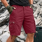 baratos Clássico-Homens Bermuda Cargo Shorts de trabalho Shorts de Trilha Perna Cordão Bolso multi 6 Bolso Tecido Curto Casual Esportes Para Noite Roupa de rua Clássico Azul Cáqui Sem Elasticidade