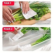 cheap Storage &amp; Organization-1/2/4 Pcs Durable Plastic Food Storage Box, Long Shaped Airtight Refrigerator Organizer, Sealed Fresh-Keeping Container, Practical Kitchen Supplies For Coriander, Green Onions, Mint Fresh Vegetables