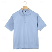 baratos Polo Clássico Masculino-Homens Camisas Polo Casual O negócio Aberto para a Lateral Manga Curta Moda Básico Tecido Botões Verão Primavera Azul Branco Azul Marinha Marron Verde Cinzento Camisas Polo
