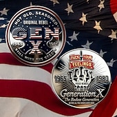 cheap U.S. 250th Anniversary-Generation X Challenge Coin 1965-1980 Proud Member Original Rebel, Badass Generation Collectible Metal Coin, Vintage Retro Gift for Men and Women