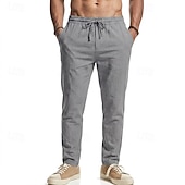 abordables Fondos-Medieval Renacimiento Pantalones Vikingo Tejido con 95% de mezcla de lino Plano Disfraz Hombre Víspera de Todos los Santos Carnaval Rendimiento LARP Feria Ren Adulto Pantalones