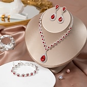 cheap Jewelry Sets-Jewelry Set Three-piece Suit Rhinestone Chrome Earrings Necklace Women's Fashion Jewelry Set For Wedding