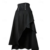 ieftine Pantalonii-Gotic Medieval Renascentist Asimetric Fustă vrăjitoare Vampiri Zana Cu Șiret Costume de fancy Pentru femei Fantezie Halloween Carnaval Performanță Târgul Renașterii LARP Adulți Fustă