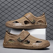 economico Sandali casual-Sandali da pescatore beige da uomo: scarpe estive casual traspiranti a punta chiusa, ideali per passeggiate all'aperto, viaggi, gite in spiaggia, tempo libero nel fine settimana e comfort quotidiano.