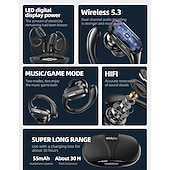 halpa TWS Todelliset langattomat kuulokkeet-Lenovo ThinkPlus langattomat urheilunappikuulokkeet, Bluetooth 5.3 -kuulokkeet korvakoukuilla, TWS-kuulokkeet LED-digitaalisella akkunäytöllä, sisäänrakennettu mikrofoni, hikoilunkestävät